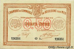 50 Centimes FRANCE regionalism and various Boulogne-Sur-Mer  1914 JP.031.11 VF - XF