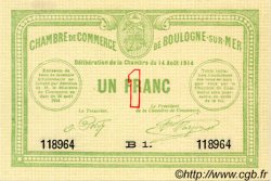 1 Franc FRANCE Regionalismus und verschiedenen Boulogne-Sur-Mer  1914 JP.031.12 SS to VZ