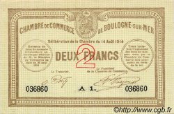 2 Francs FRANCE regionalismo y varios Boulogne-Sur-Mer  1914 JP.031.13 SC a FDC