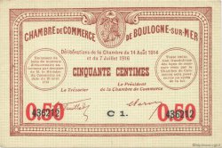 50 Centimes FRANCE regionalismo e varie Boulogne-Sur-Mer  1914 JP.031.17 AU a FDC