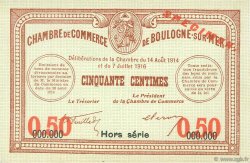 50 Centimes Spécimen FRANCE regionalism and various Boulogne-Sur-Mer  1914 JP.031.18 AU+