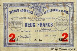 2 Francs FRANCE regionalismo e varie Boulogne-Sur-Mer  1914 JP.031.25 MB