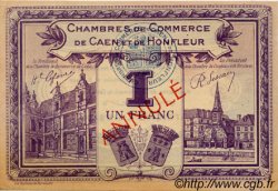 1 Franc Annulé FRANCE Regionalismus und verschiedenen Caen et Honfleur 1918 JP.034.23 SS to VZ