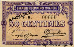 50 Centimes Annulé FRANCE Regionalismus und verschiedenen Cahors 1915 JP.035.13 fST to ST