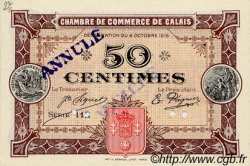 50 Centimes Annulé FRANCE regionalismo e varie Calais 1915 JP.036.10 AU a FDC