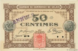 50 Centimes Annulé FRANCE regionalismo e varie Calais 1916 JP.036.23 AU a FDC