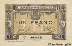 1 Franc FRANCE Regionalismus und verschiedenen Calais 1916 JP.036.43 SS to VZ