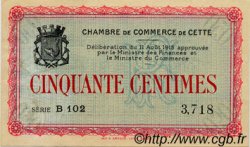 50 Centimes FRANCE regionalism and various Cette, actuellement Sete 1915 JP.041.10 VF - XF