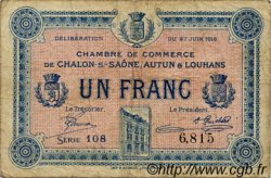 1 Franc FRANCE Regionalismus und verschiedenen Châlon-Sur-Saône, Autun et Louhans 1916 JP.042.04 S