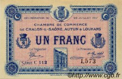 1 Franc FRANCE Regionalismus und verschiedenen Châlon-Sur-Saône, Autun et Louhans 1917 JP.042.14 fST to ST