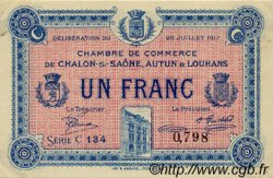 1 Franc FRANCE Regionalismus und verschiedenen Châlon-Sur-Saône, Autun et Louhans 1917 JP.042.14 SS to VZ