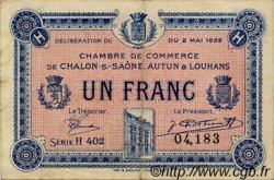 1 Franc FRANCE Regionalismus und verschiedenen Châlon-Sur-Saône, Autun et Louhans 1922 JP.042.35 SS to VZ