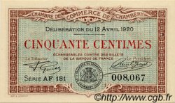 50 Centimes FRANCE Regionalismus und verschiedenen Chambéry 1920 JP.044.12 fST to ST