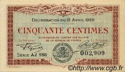 50 Centimes FRANCE regionalismo e varie Chambéry 1920 JP.044.12 BB to SPL