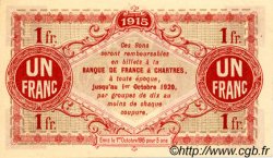 1 Franc FRANCE regionalism and miscellaneous Chartres 1915 JP.045.03 AU+