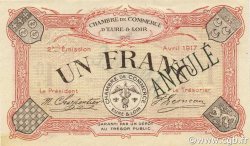 1 Franc Annulé FRANCE regionalismo e varie Chartres 1917 JP.045.08 AU a FDC