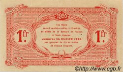 1 Franc FRANCE régionalisme et divers Chartres 1920 JP.045.10 TTB à SUP