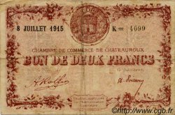 2 Francs FRANCE Regionalismus und verschiedenen Chateauroux 1915 JP.046.13 S