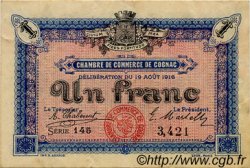 1 Franc FRANCE regionalism and miscellaneous Cognac 1916 JP.049.03 F