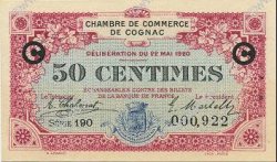 50 Centimes FRANCE regionalism and miscellaneous Cognac 1920 JP.049.09 AU+