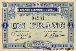 1 Franc FRANCE Regionalismus und verschiedenen Corrèze 1915 JP.051.06 SS to VZ