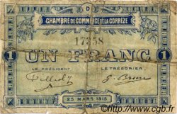 1 Franc FRANCE regionalismo y varios Corrèze 1915 JP.051.06 BC