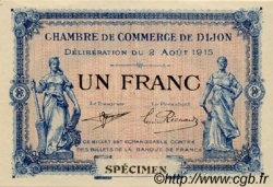 1 Franc Spécimen FRANCE regionalism and various Dijon 1915 JP.053.05 AU+