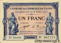 1 Franc FRANCE Regionalismus und verschiedenen Dijon 1917 JP.053.14 fST to ST