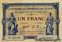 1 Franc Spécimen FRANCE Regionalismus und verschiedenen Dijon 1917 JP.053.15 SS to VZ