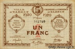 1 Franc FRANCE Regionalismus und verschiedenen Elbeuf 1920 JP.055.17 SS to VZ