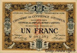 1 Franc FRANCE Regionalismus und verschiedenen Évreux 1915 JP.057.01 fST to ST