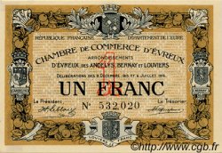 1 Franc FRANCE Regionalismus und verschiedenen Évreux 1915 JP.057.09 SS to VZ