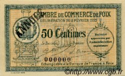 50 Centimes Annulé FRANCE regionalismo y varios Foix 1915 JP.059.09 SC a FDC