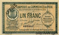 1 Franc Annulé FRANCE Regionalismus und verschiedenen Foix 1915 JP.059.11 fST to ST
