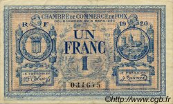1 Franc FRANCE regionalism and miscellaneous Foix 1920 JP.059.15 VF - XF