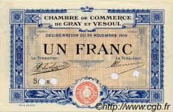 1 Franc Spécimen FRANCE regionalismo y varios Gray et Vesoul 1919 JP.062.14 MBC a EBC