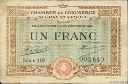 1 Franc FRANCE regionalism and miscellaneous Gray et Vesoul 1921 JP.062.21 F
