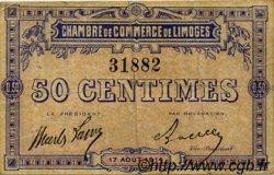 50 Centimes FRANCE regionalismo y varios Limoges 1914 JP.073.01 BC