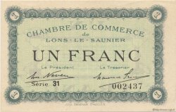 1 Franc FRANCE regionalismo y varios Lons-Le-Saunier 1918 JP.074.18 SC a FDC