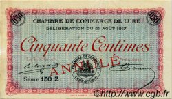 50 Centimes Annulé FRANCE regionalismo e varie Lure 1917 JP.076.19 MB