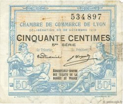 50 Centimes FRANCE regionalismo e varie Lyon 1916 JP.077.12 MB
