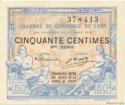 50 Centimes FRANCE regionalismo e varie Lyon 1918 JP.077.16 AU a FDC
