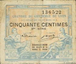 50 Centimes FRANCE regionalismo y varios Lyon 1918 JP.077.16 BC