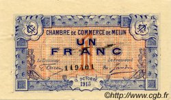 1 Franc FRANCE Regionalismus und verschiedenen Melun 1915 JP.080.03 SS to VZ
