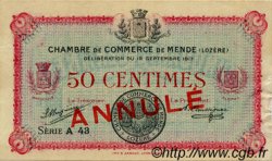 50 Centimes Annulé FRANCE regionalismo e varie Mende 1917 JP.081.02 BB to SPL