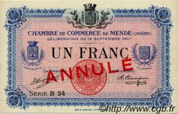 1 Franc Annulé FRANCE regionalismo e varie Mende 1917 JP.081.04 AU a FDC