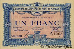 1 Franc FRANCE regionalism and miscellaneous Mont-De-Marsan 1917 JP.082.21 VF - XF