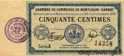 50 Centimes FRANCE regionalismo e varie Montluçon, Gannat 1914 JP.084.01 AU a FDC