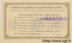 1 Franc Annulé FRANCE regionalism and various Montluçon, Gannat 1915 JP.084.16 AU+