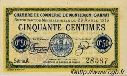 50 Centimes FRANCE Regionalismus und verschiedenen Montluçon, Gannat 1916 JP.084.21 fST to ST